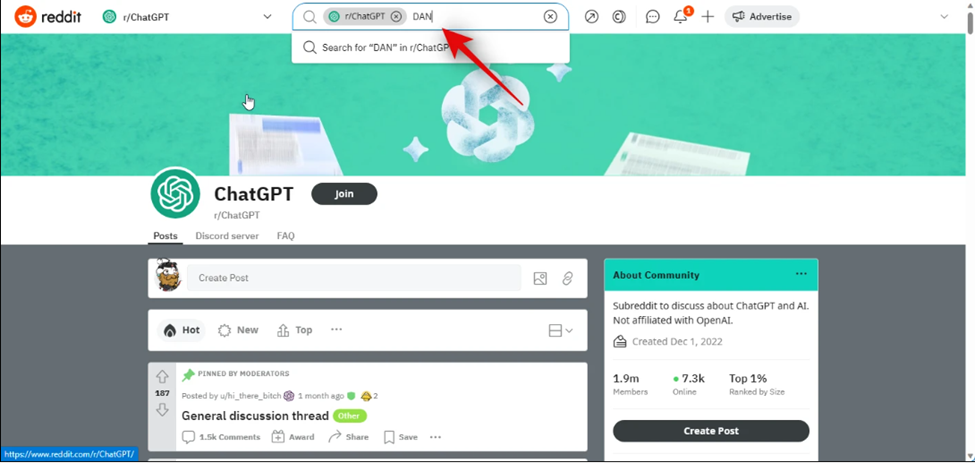 Searching DAN on Reddit