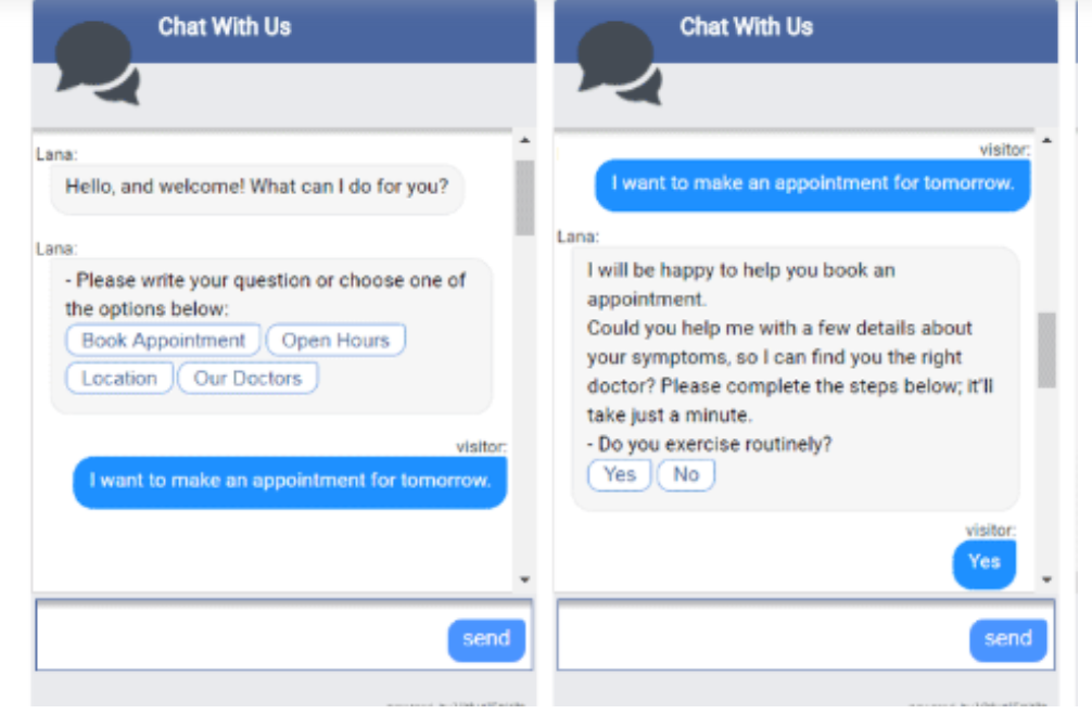 Healthcare virtual assistants example